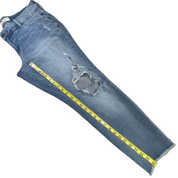 Torrid Boyfriend Jeans Women Ripped Distressed Frayed Hems Stone Wash Crop Denim - Picture 10 of 15